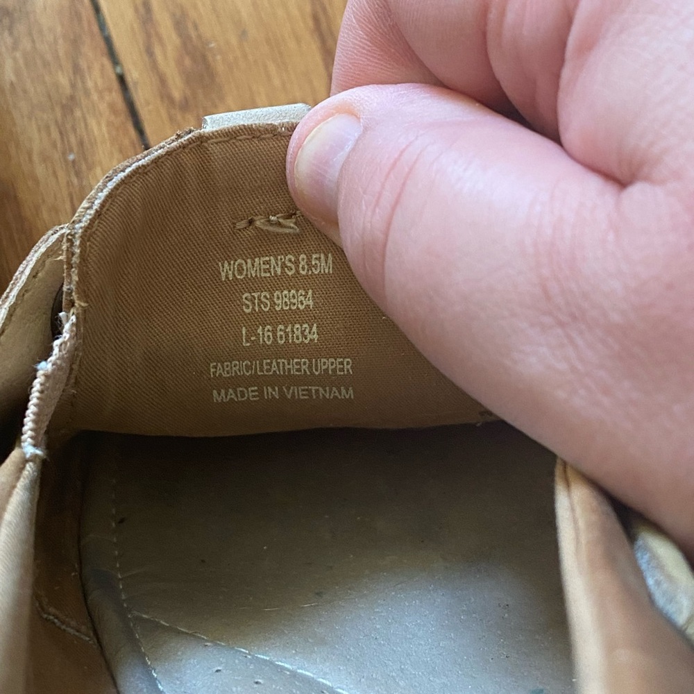 Women's Sperry Top-Sider Tan Beige Leather Boat Shoes Slip Ons Size 8.5 STS98964 - Picture 5 of 5